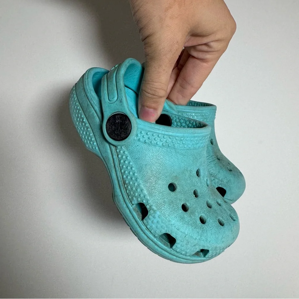 Teal Blue Crocs Rubber Clogs 6
